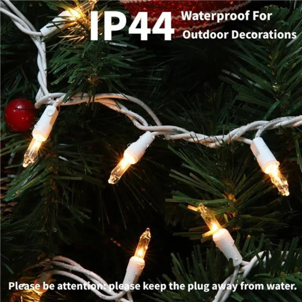 Christmas String Lights 100 Count Warm White Clear Wire Indoor Outdoor Decor